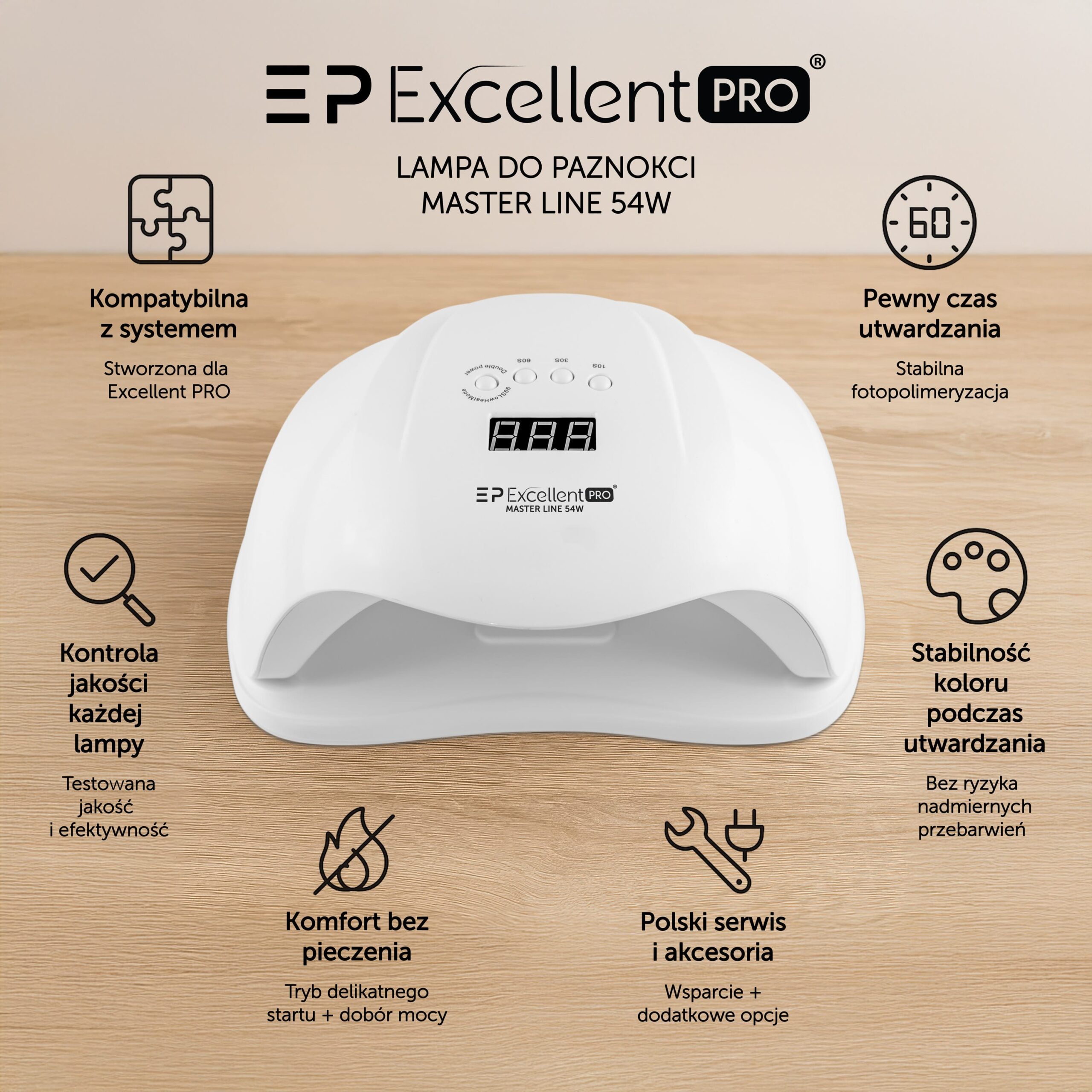 Lampa do paznokci Excellent Pro 54W Master line biała - obrazek 2
